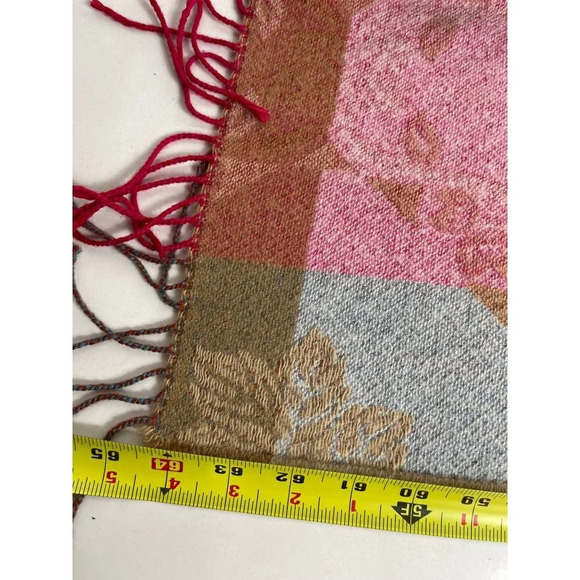 Vintage Corrierildo Italy Wool Reversible Fringe Blanket Scarf Winter Shawl - Picture 3 of 12